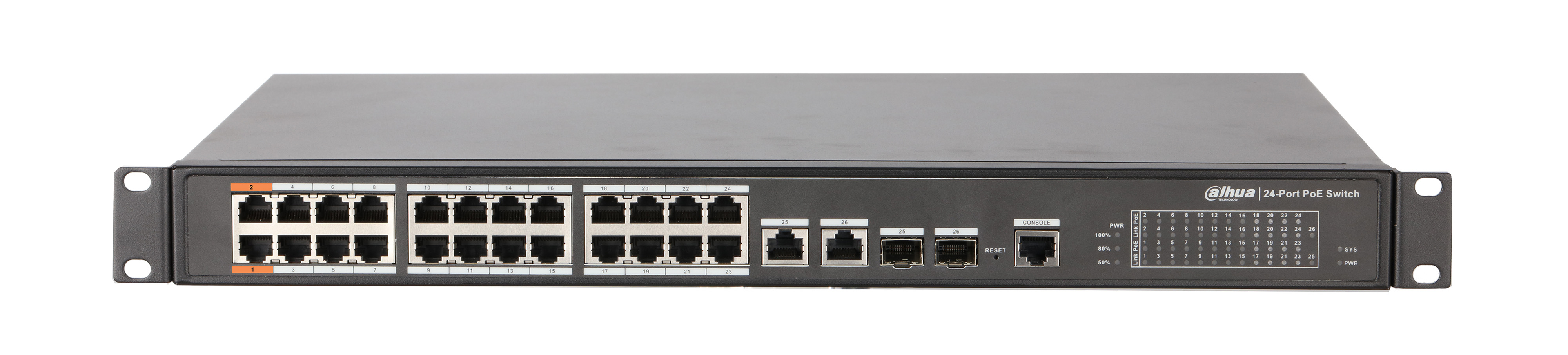 Dahua PFS4226-24ET-360 - 24-portni (24+2)  upravljivi megabitni PoE layer 2 svič.